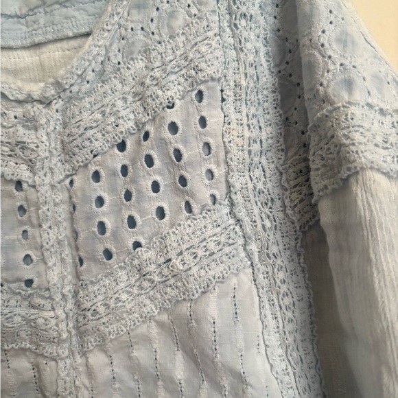 KNOX ROSE BABY BLUE EYELET TOP SIZE M - Picture 2 of 4